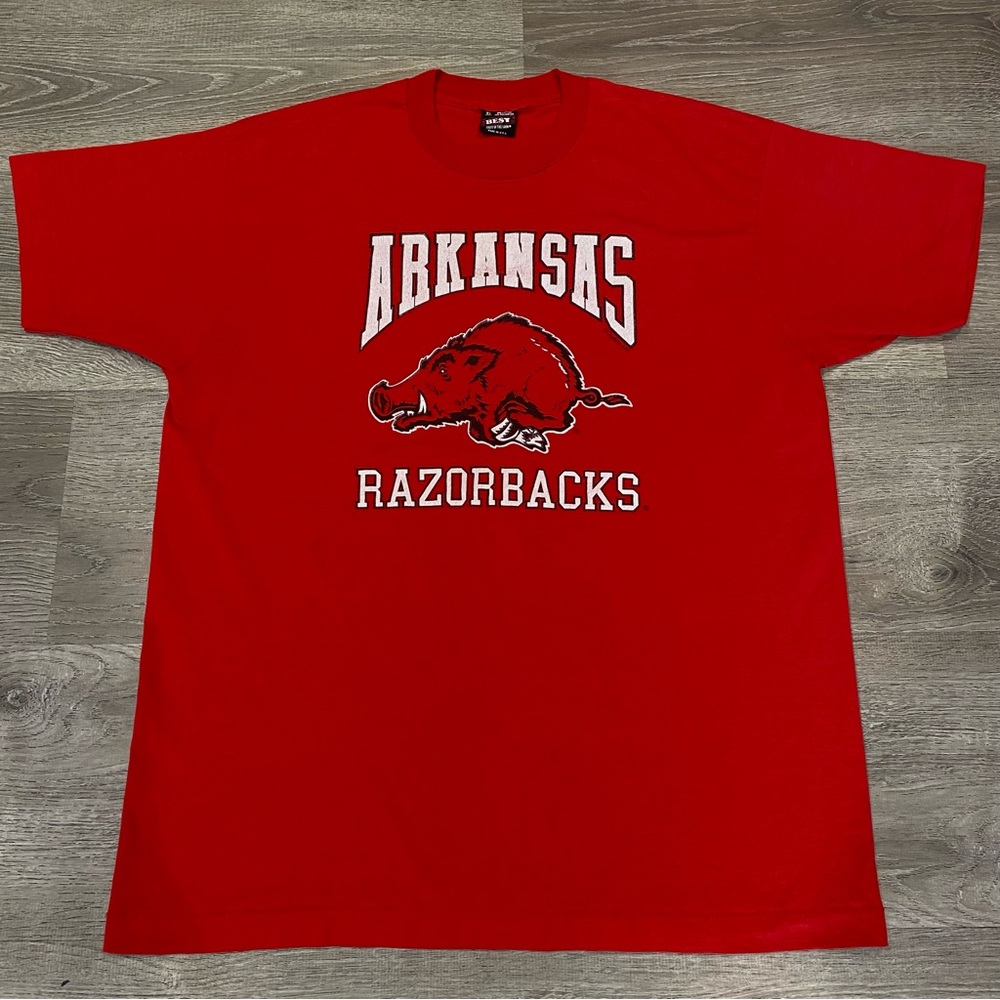 Vintage Arkansas Razorbacks Red Tee Best Fruit of the Loom USA Single Stitch XL